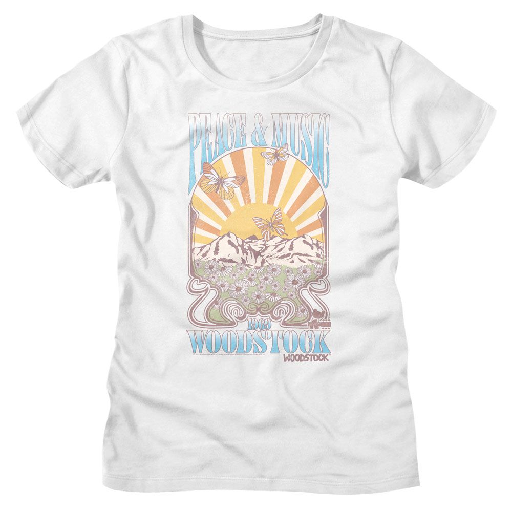 WOODSTOCK - PEACE AND MUSIC LANDSCAPE LADIES SHIRT