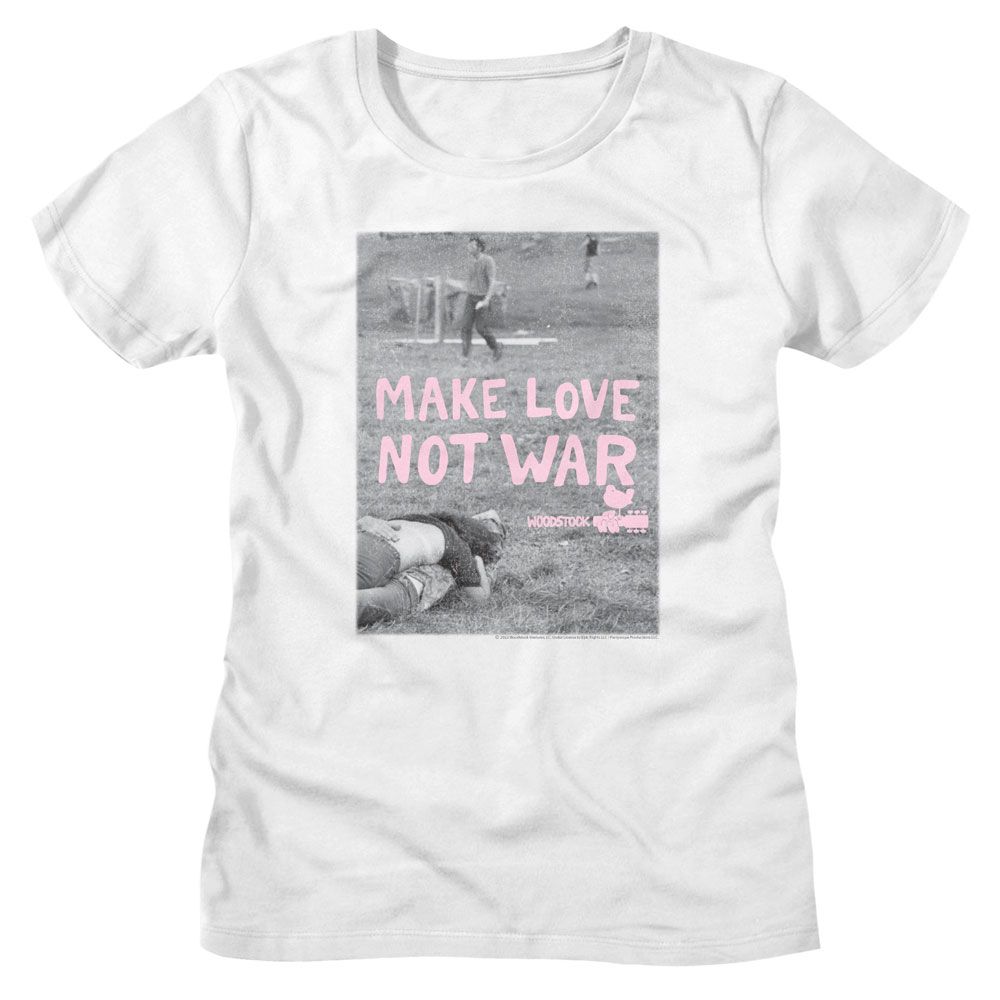 WOODSTOCK - MAKE LOVE NOT WAR POSTER LADIES SHIRT