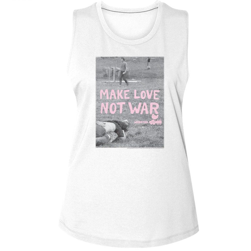 WOODSTOCK - MAKE LOVE NOT WAR POSTER LADIES SHIRT