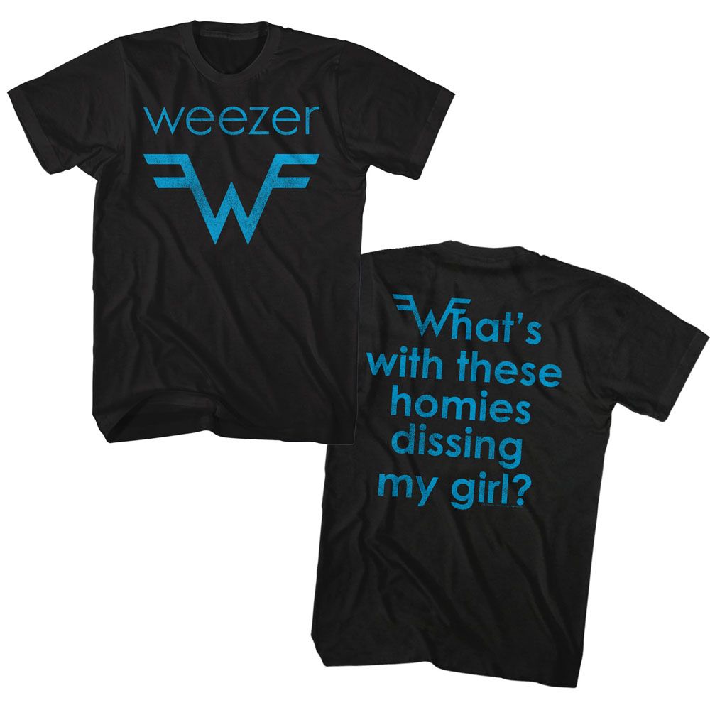 WEEZER - BLUE LOGO AND LYRICS SHIRT