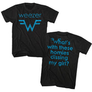WEEZER - BLUE LOGO AND LYRICS SHIRT