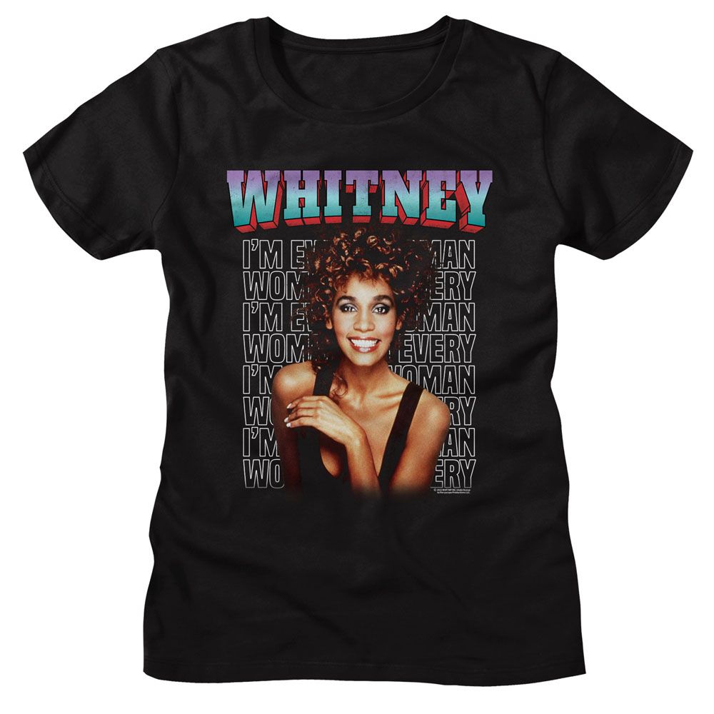 WHITNEY HOUSTON - EVERY WOMAN STACKED LADIES SHIRT