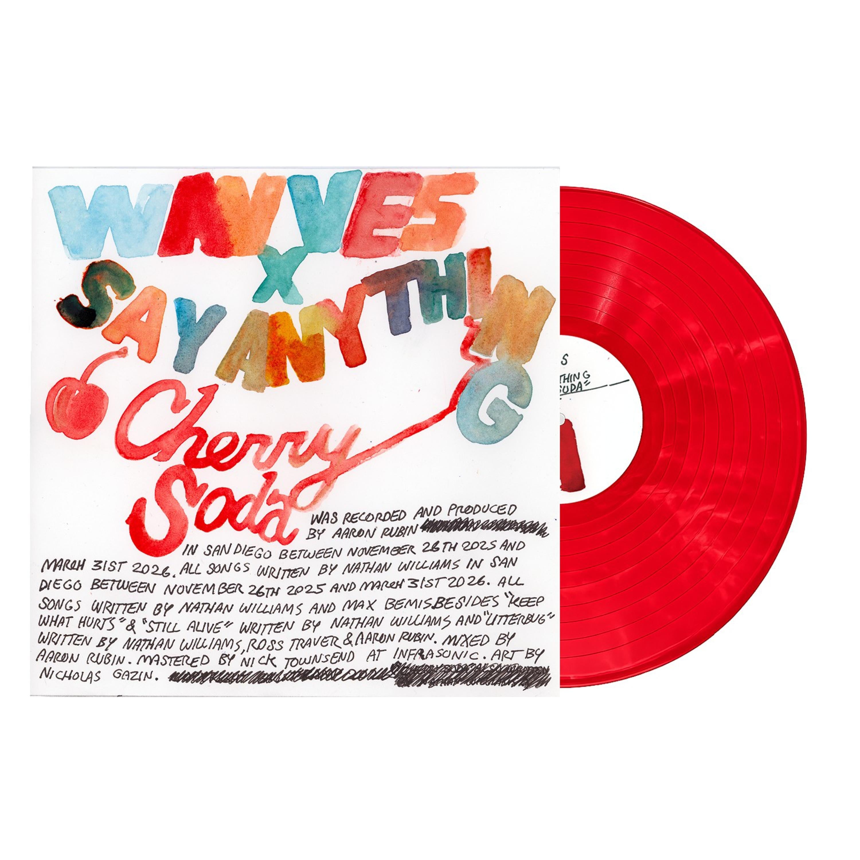 WAVVES X SAY ANYTHING 'CHERRY SODA' LP (Exclusive – Limited to 400, Cherry Soda Red Vinyl)