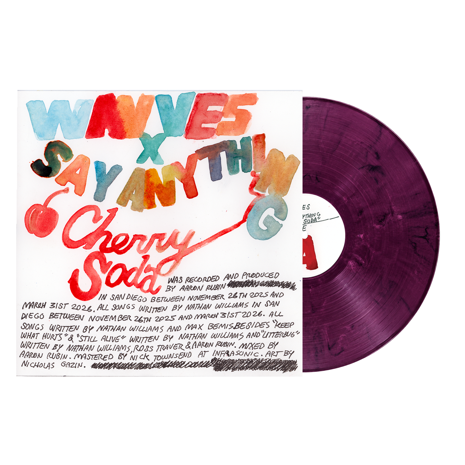 WAVVES X SAY ANYTHING 'CHERRY SODA' LP (Eco Purple Pink Vinyl)