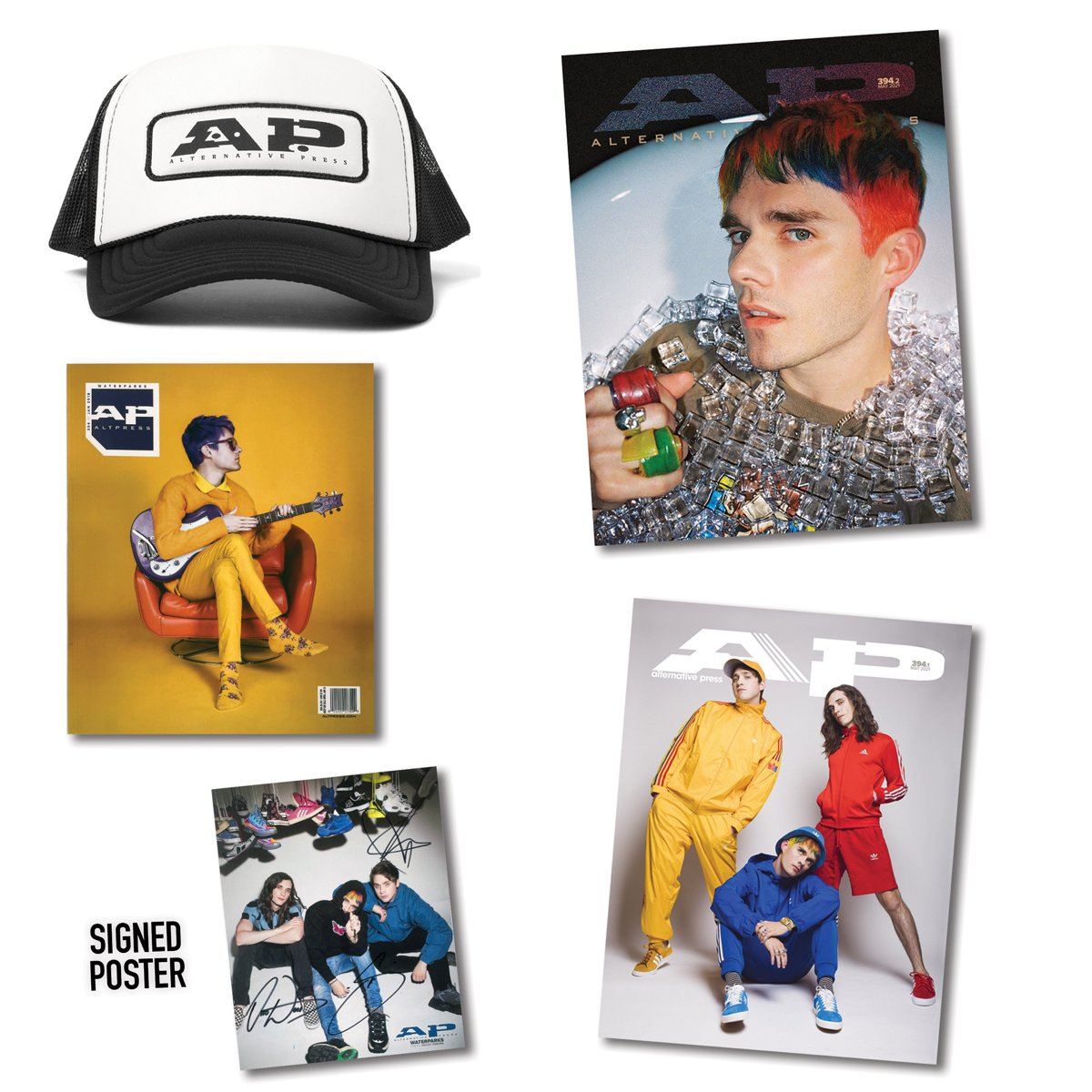 Waterparks - Alternative Press Magazine Signed Poster and Hat Collection Collection Alternative Press Magazine 