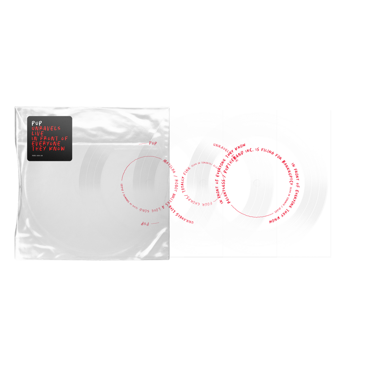 PUP 'PUP UNRAVELS LIVE IN FRONT OF EVERYONE THEY KNOW' DISC (3 Piece Flexi Disc)