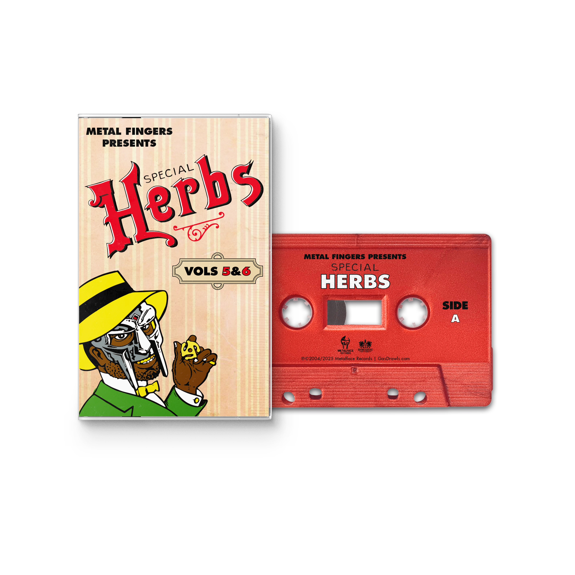 MF DOOM 'METAL FINGERS PRESENTS: SPECIAL HERBS VOL. 5 & 6' CASSETTE - APPLE RED