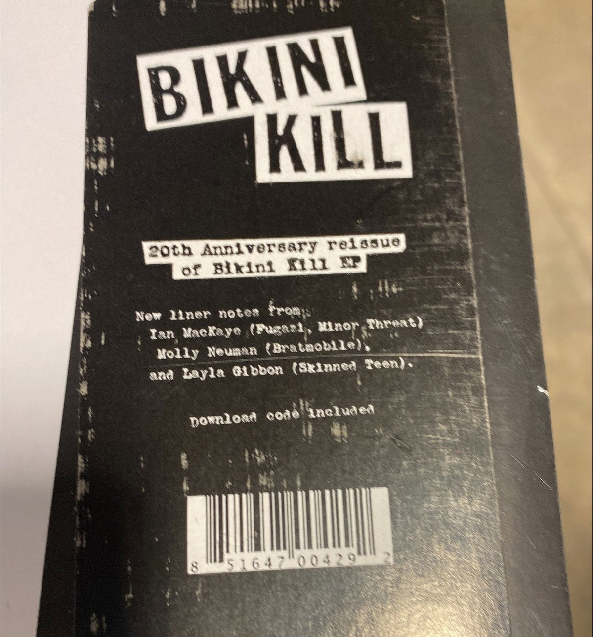 BIKINI KILL 'BIKINI KILL' 12" 20TH ANNIVERSARY EDITION EP