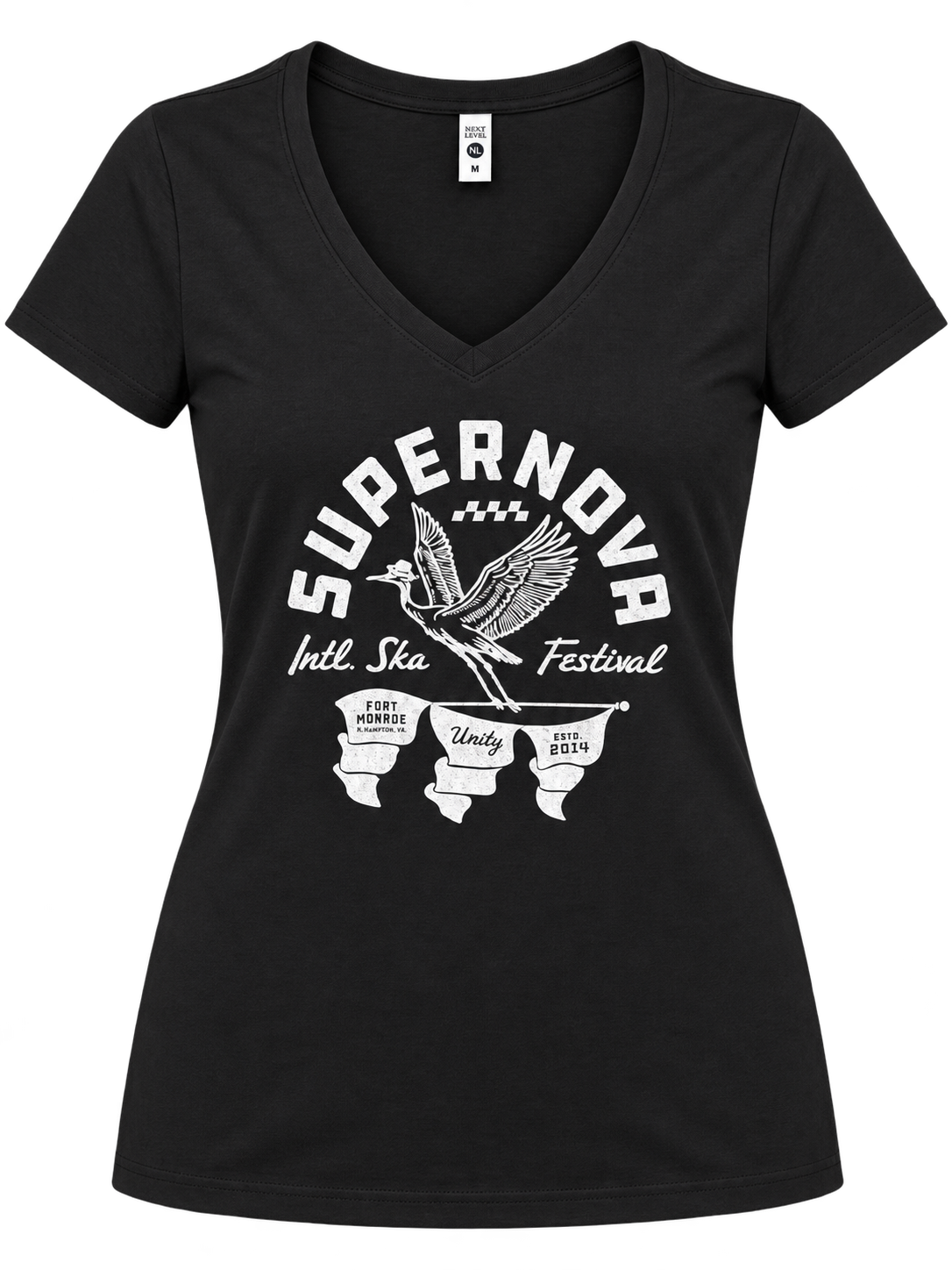SUPERNOVA GREAT HERON - BLACK WOMAN'S V NECK