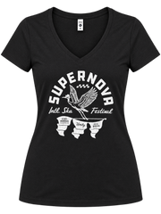 SUPERNOVA GREAT HERON - BLACK WOMAN'S V NECK