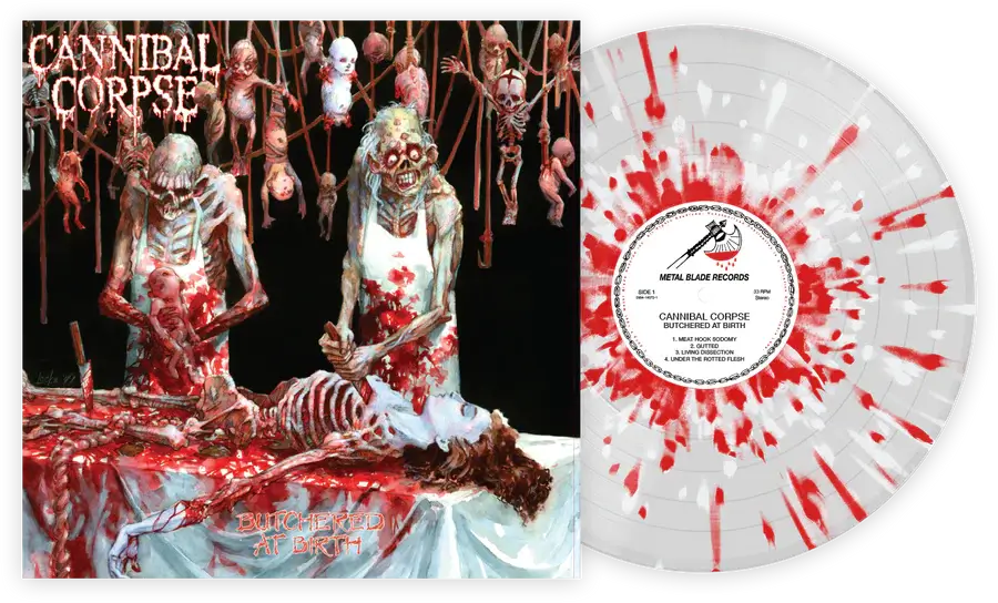 CANNIBAL CORPSE 'BUTCHERED AT BIRTH' LP - CLEAR/RED/WHITE/SPLATTER
