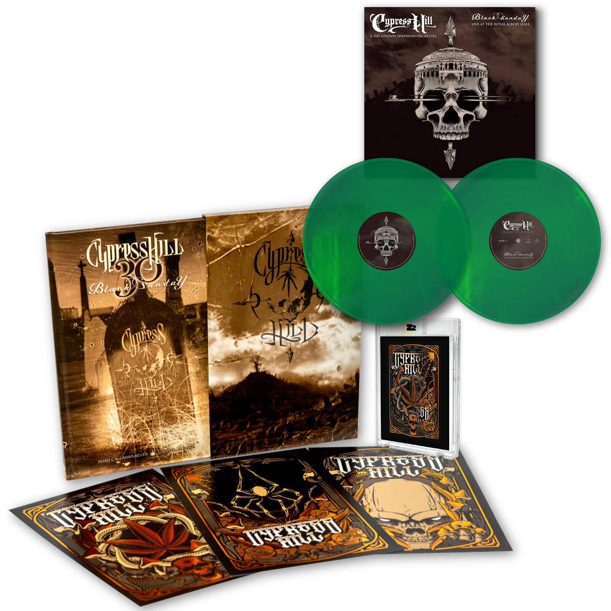 CYPRESS HILL: BLACK SUNDAY GRAPHIC NOVEL - SIGNED PLATINUM EDITION + 'CYPRESS HILL' LP & 'THE LONDON SYMPHONY ORCHESTRA: LIVE AT ROYAL ALBERT HALL' LP (Limited Edition, Translucent Green Vinyl)