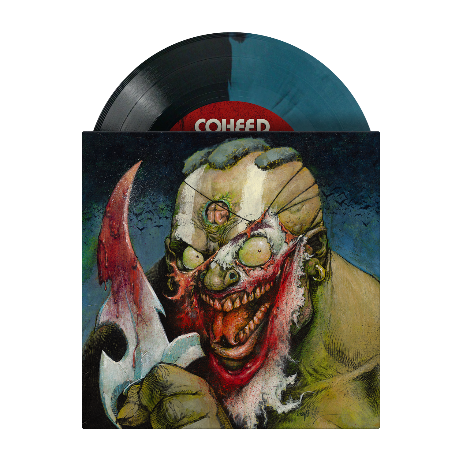 COHEED AND CAMBRIA "THE JOKE" WITH "DERANGED" 7" - EXCLUSIVE - LTD. 500 - SEA BLUE/BLACK
