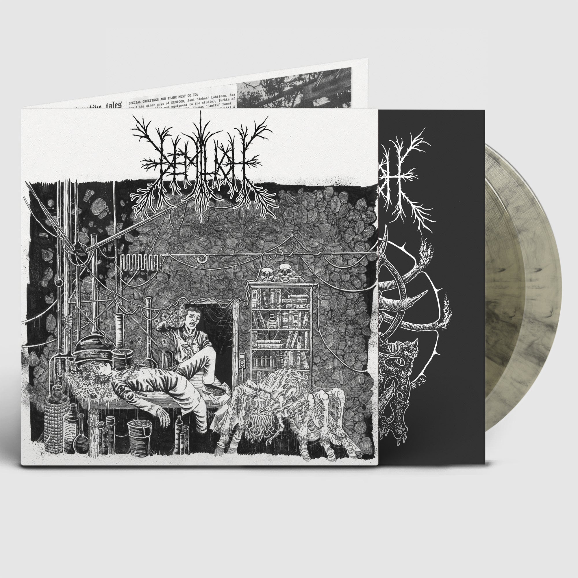 Demilich Em9t2ness Of Van2s1ing The Demo Tapes 2LP Clear Black Smoke