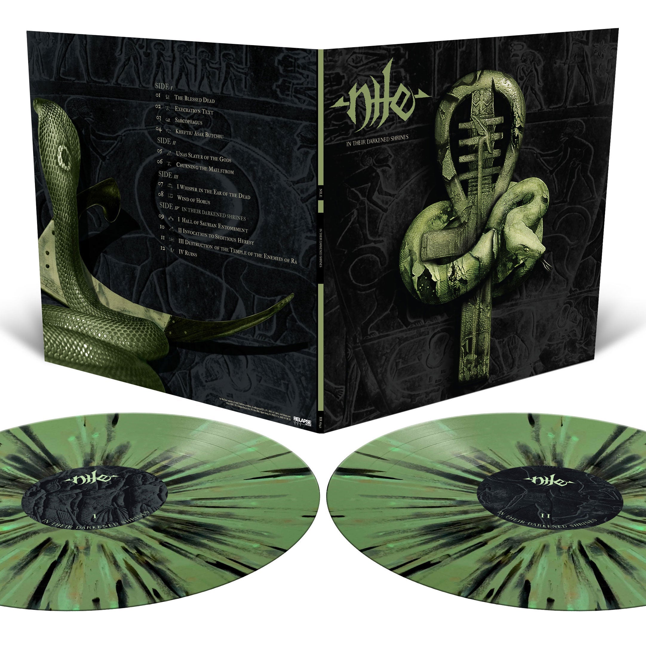 NILE 'IN THEIR DARKENED SHRINES' 2LP - OLIVE GREEN/SPLATTER