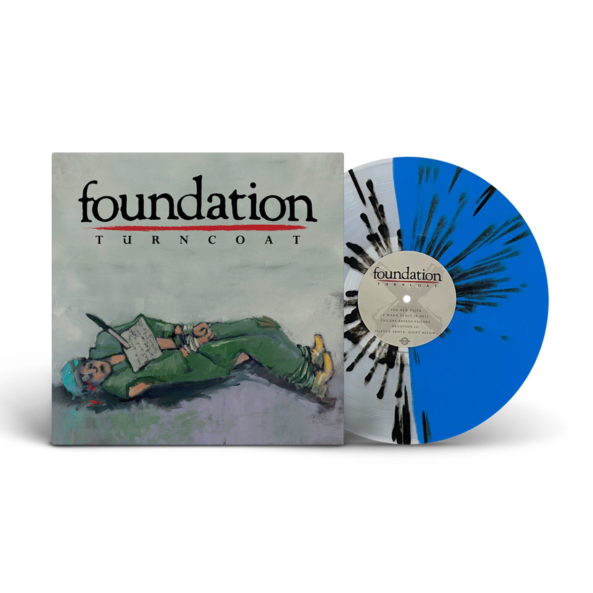 Foundation Turncoat LP Cyan Clear w Black Splatter