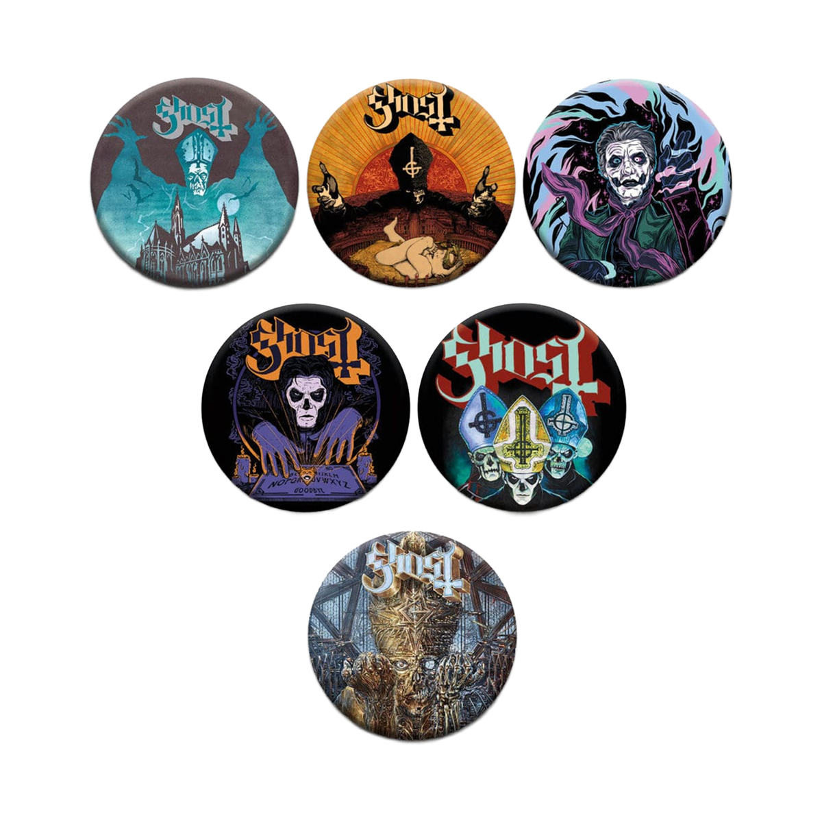 GHOST PINBACK BUTTON 6-PACK SET