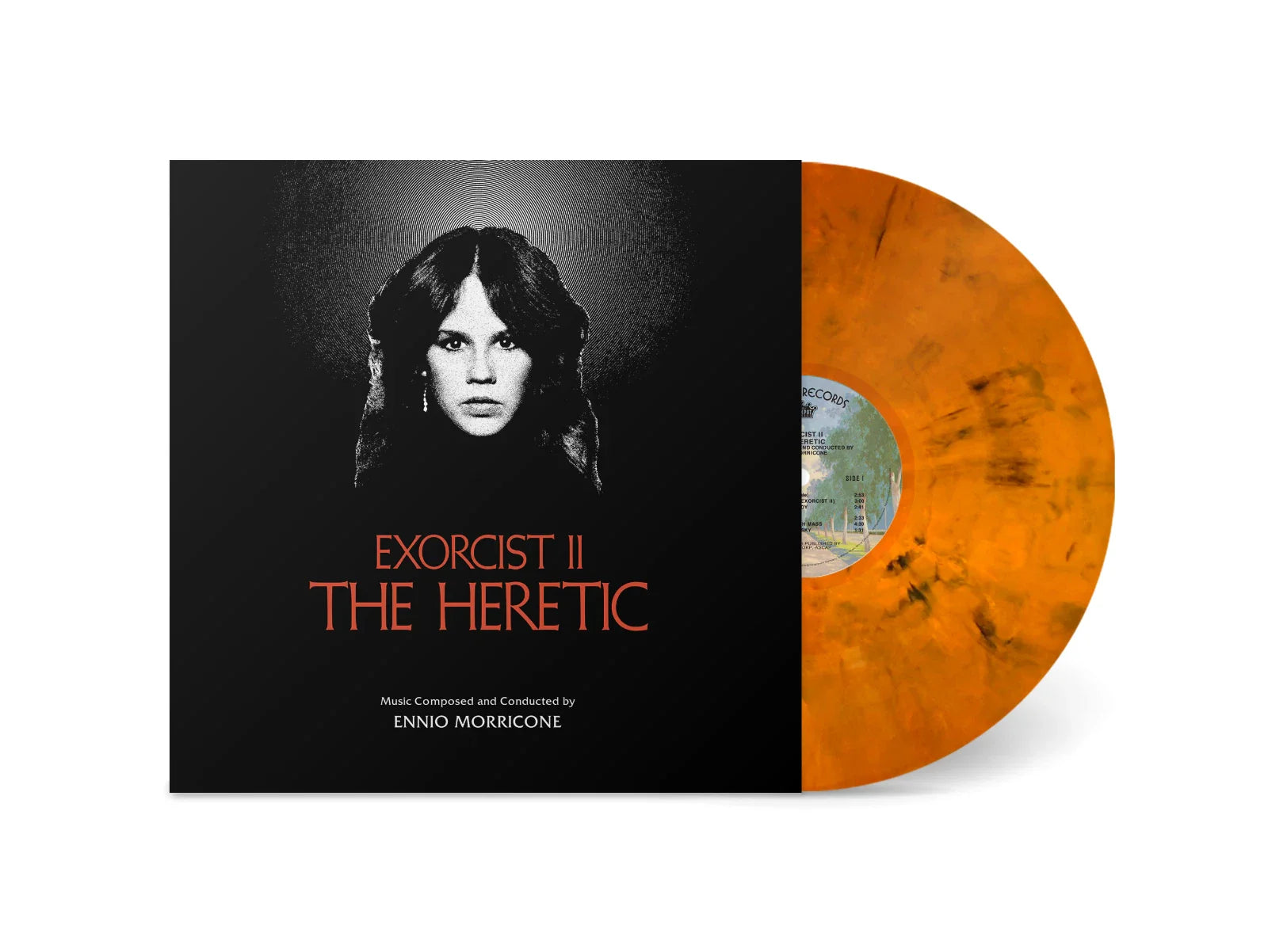 EXORCIST II: THE HERETIC SOUNDTRACK LP BY ENNIO MORRICONE - ORANGE/BLACK SWIRL