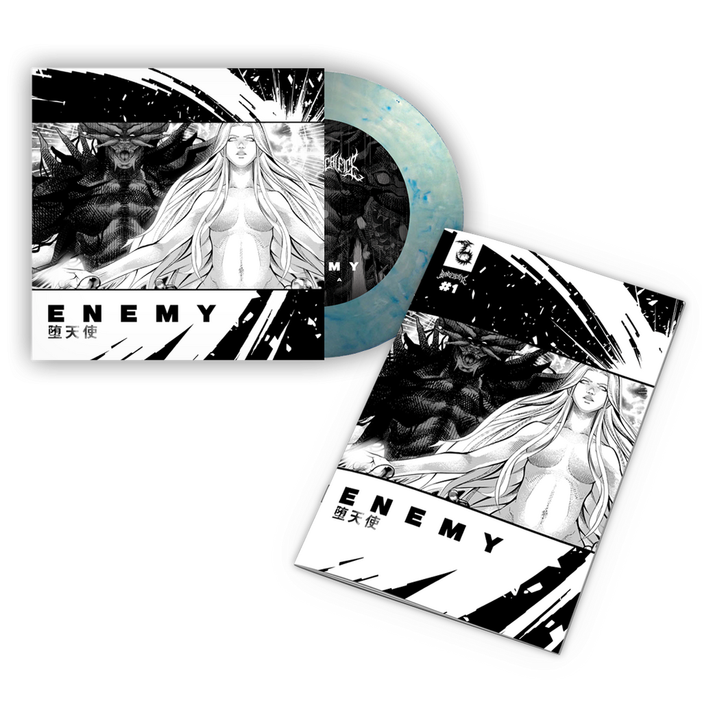 BRAND OF SACRIFICE ‘ENEMY’ 7" + COMIC BOOK - LTD. 150 - BLUE/WHITE CRYSTAL