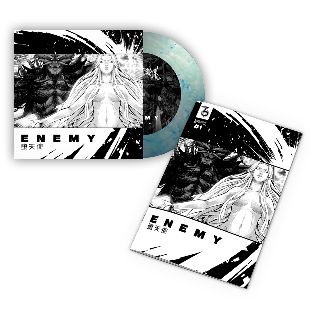 BRAND OF SACRIFICE ‘ENEMY’ 7" + COMIC BOOK - LTD. 150 - BLUE/WHITE CRYSTAL