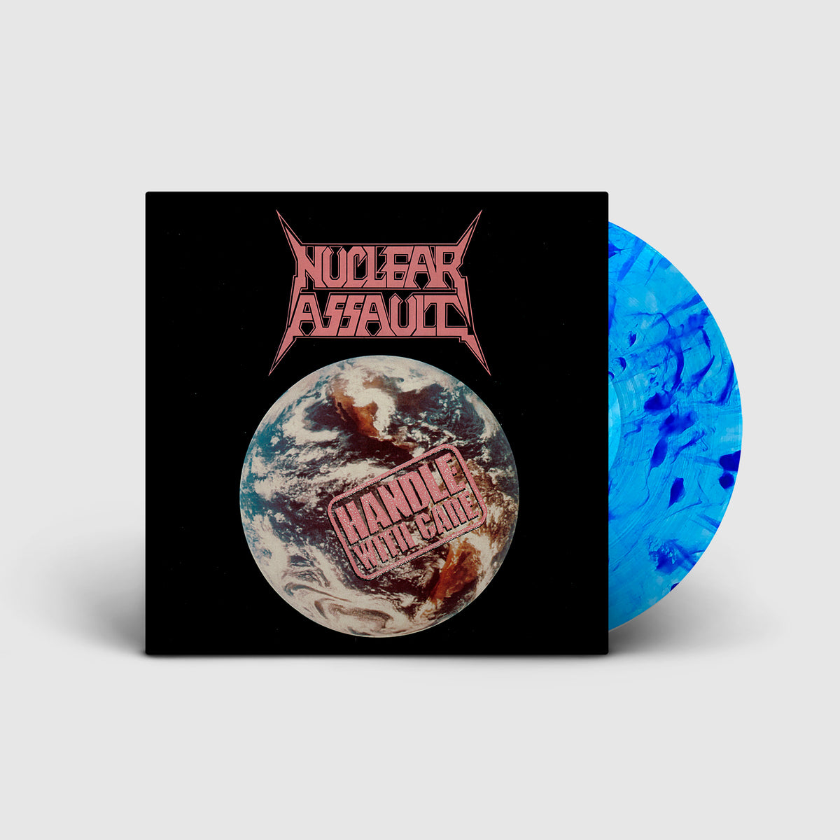 NUCLEAR ASSAULT 'HANDLE WITH CARE' LP - EXCLUSIVE - LTD. 300 -  TRANSPARENT BLUE/BLUE/SPLATTER