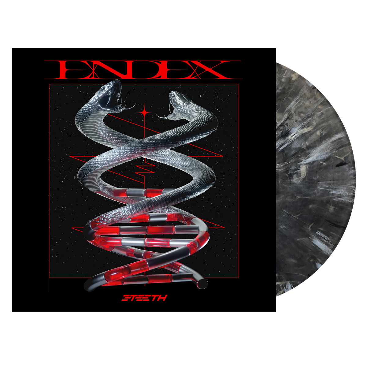 3TEETH ‘ENDEX’ LP + EXCLUSIVE 12"x12" LENTICULAR INSERT - LTD. - BLACK/WHITE/MARBLE