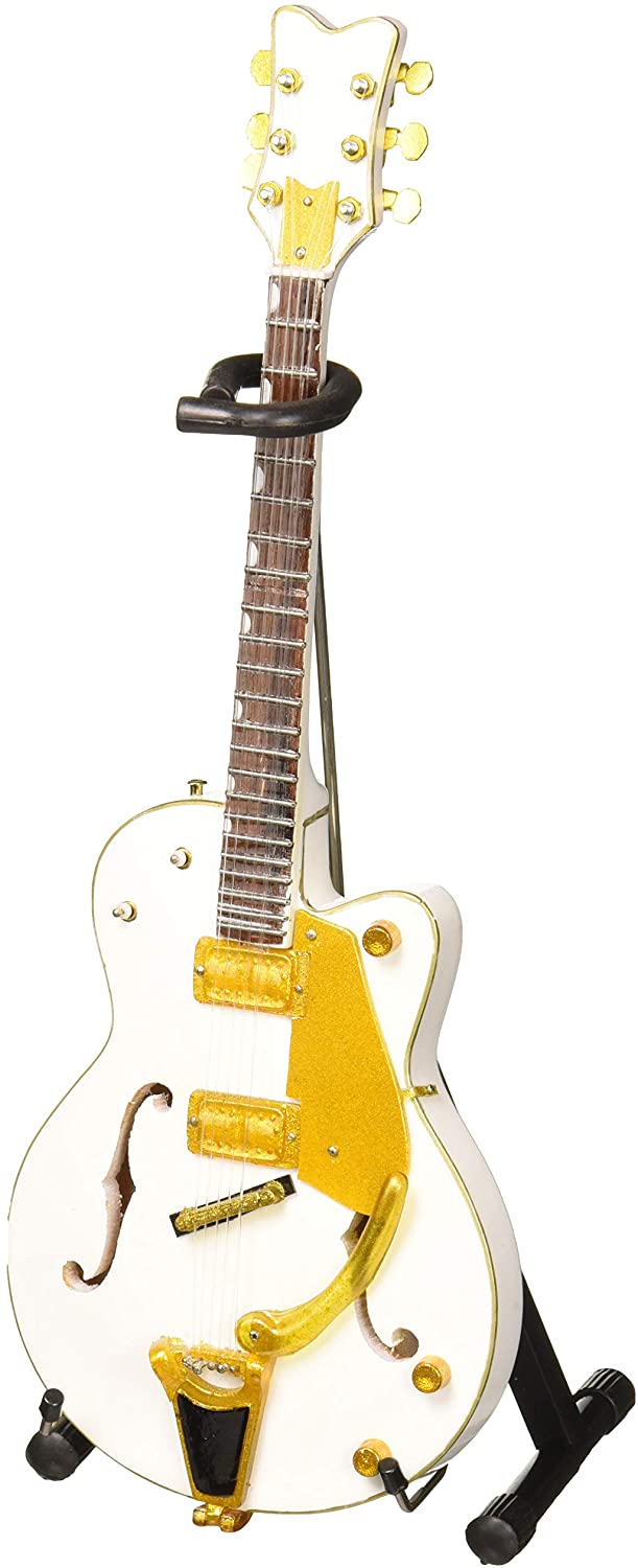 BRIAN SETZER - WHITE HOLLOW BODY MINI GUITAR