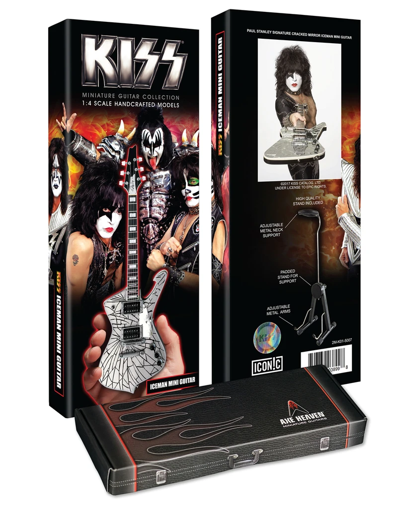 KISS - PAUL STANLEY - CRACKED MIRROR ICEMAN MINIATURE GUITAR MODEL