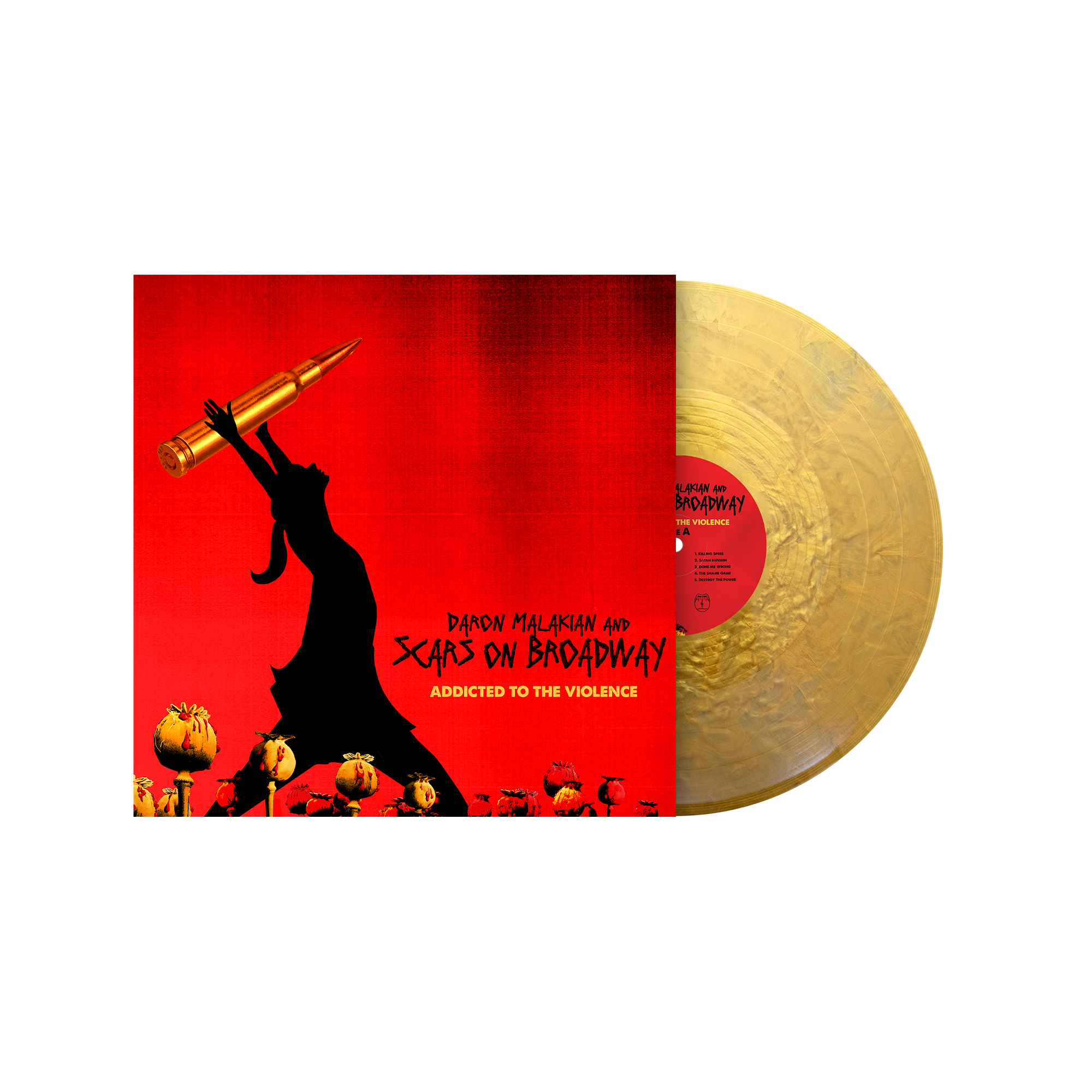 DARON MALAKIAN AND SCARS ON BROADWAY ‘ADDICTED TO THE VIOLENCE’ LP - LTD. 300 - METALLIC GOLD