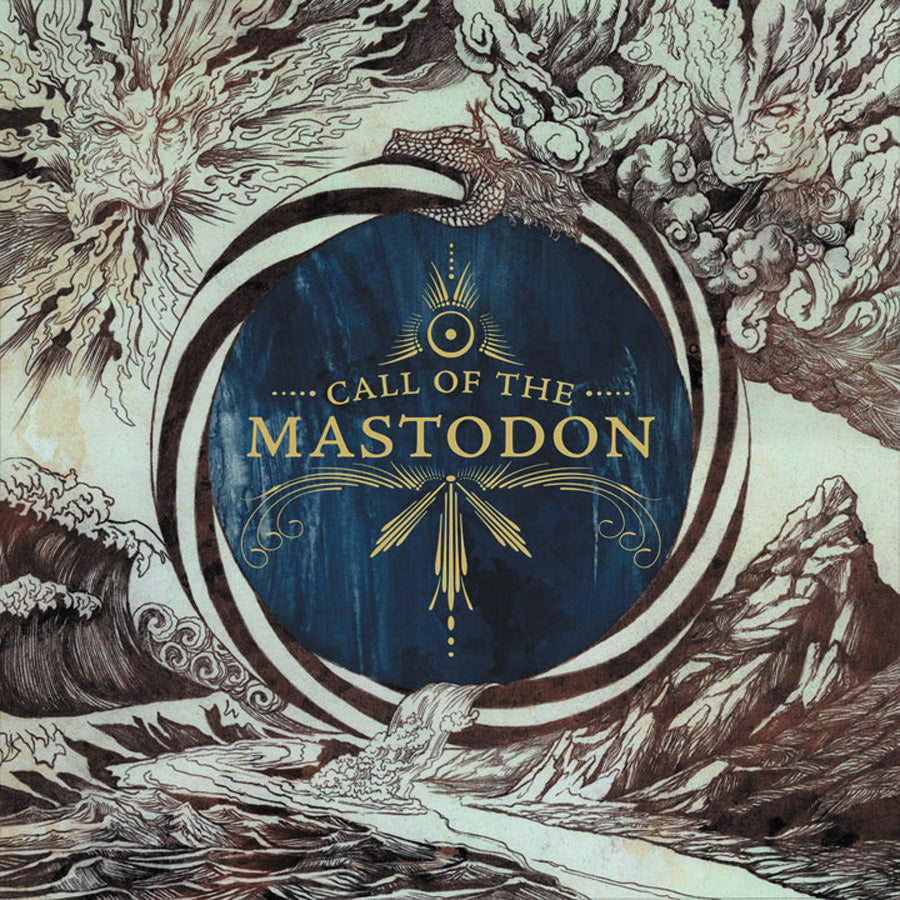 Mastodon 'Call of the Mastodon' LP COKE BOTTLE GREEN/AQUA BLUE PINWHEELS/BROWN/METALLIC GOLD SPLATTER