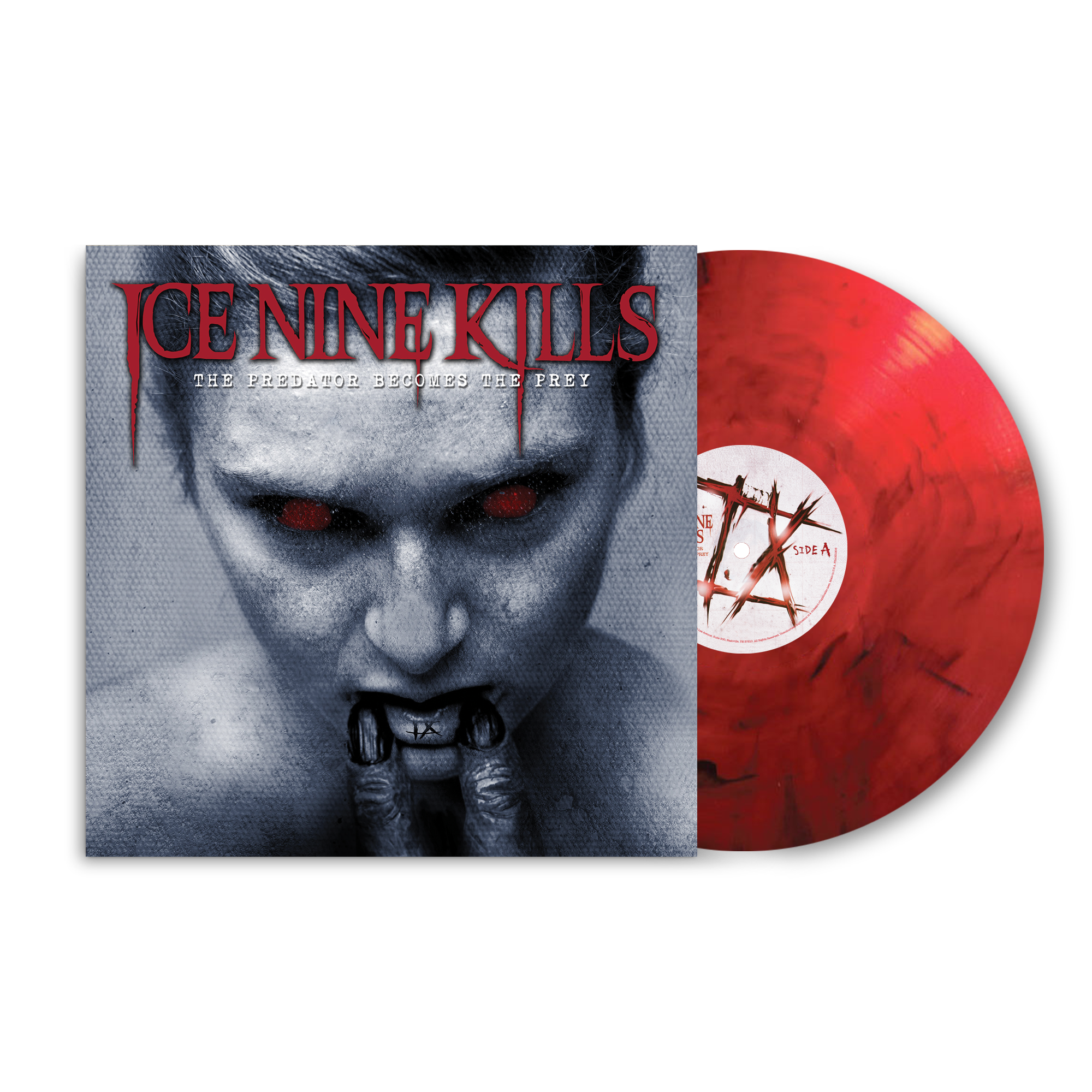 ICE NINE KILLS 'THE PREDATOR BECOMES THE PREY' LP - EXCLUSIVE - LTD. 300 - TRANSLUCENT RED/SMOKY BLACK SWIRL