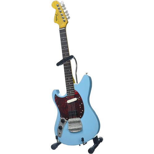 NIRVANA - KURT COBAIN  - FENDER MUSTANG SONIC BLUE MINI GUITAR