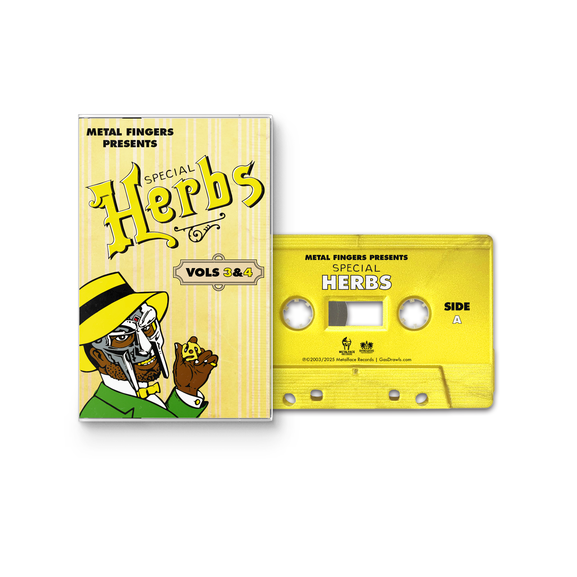 MF DOOM 'METAL FINGERS PRESENTS: SPECIAL HERBS VOL. 3 & 4' CASSETTE - LEMON YELLOW