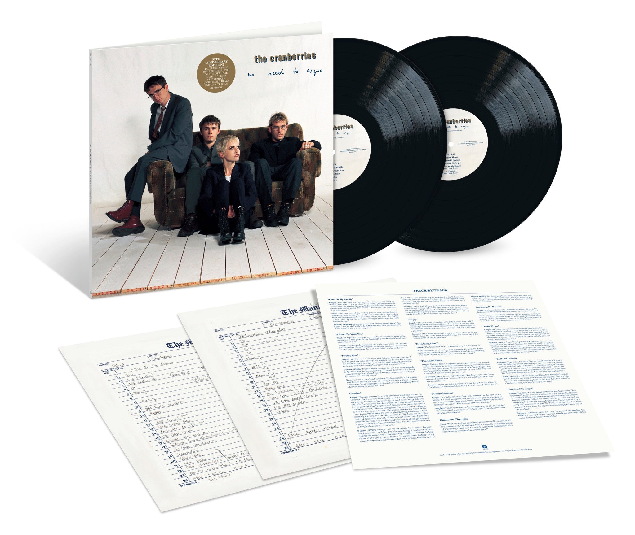 THE CRANBERRIES 'NO NEED TO ARGUE' DELUXE 30TH ANNIVERSARY EDITION 2LP