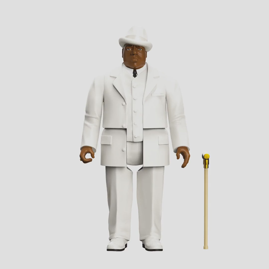 Load video: NOTORIOUS B.I.G. REACTION FIGURE - WHITE SUIT