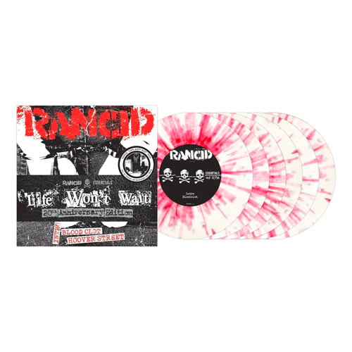 RANCID 'LIFE WON'T WAIT'  6x7" WHITE W/RED SPLATTER BOX