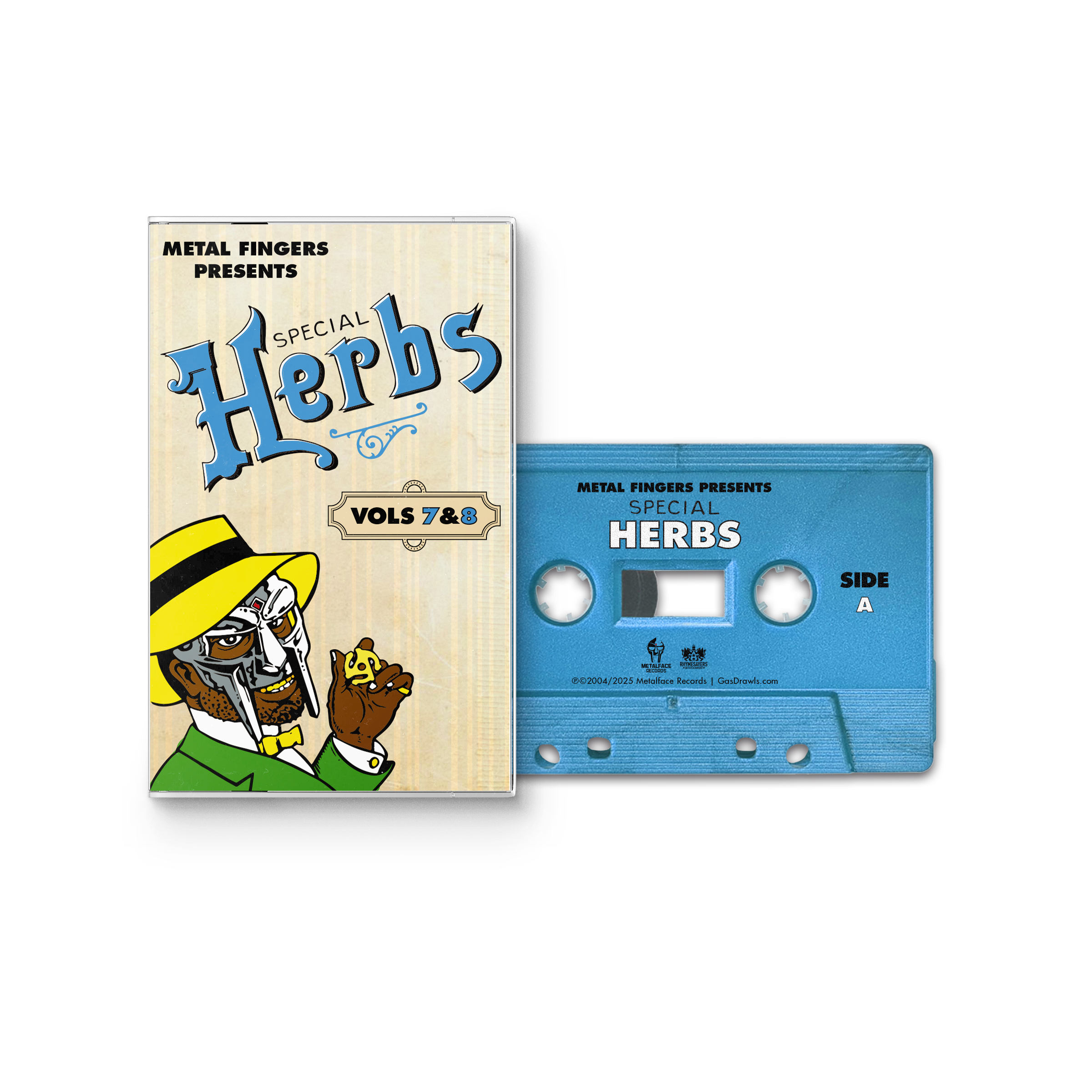 MF DOOM 'METAL FINGERS PRESENTS: SPECIAL HERBS VOL. 7 & 8' CASSETTE - SKY BLUE