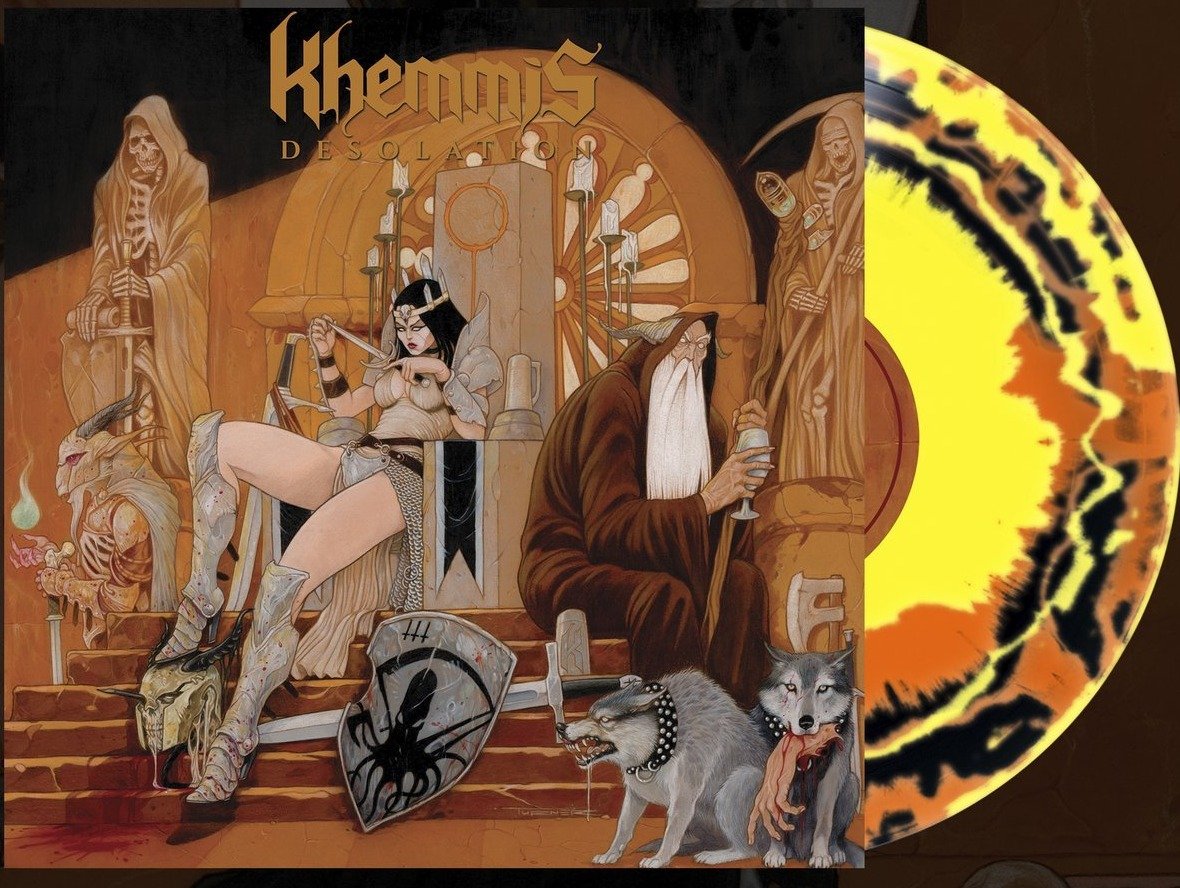 KHEMMIS 'DESOLATION' LP - NEON ORANGE/YELLOW/BLACK/TRICOLOR MERGE