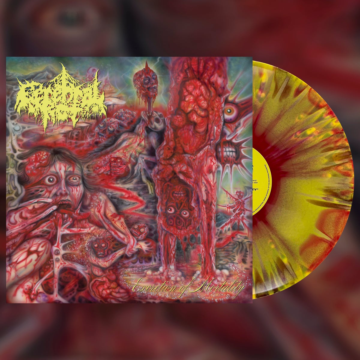 CEREBRAL ROT 'EXCRETION OF MORTALITY' LP - RED/HIGHLIGHTER YELLOW