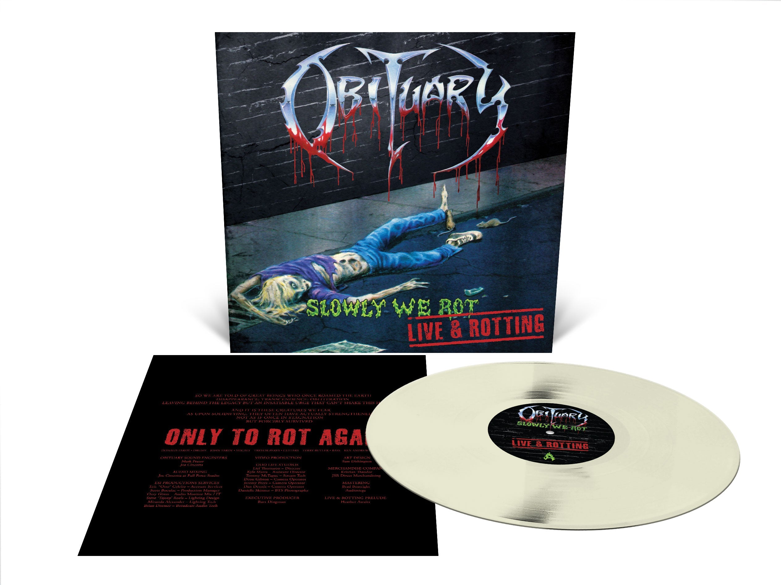 OBITUARY ‘SLOWLY WE ROT - LIVE AND ROTTING’ LP - EXCLUSIVE - LTD. 235 - BONE WHITE