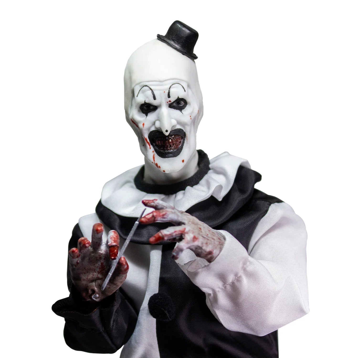 Terrifier Art The Clown 1 6 Scale Figure Close up Holding Syringe no Background