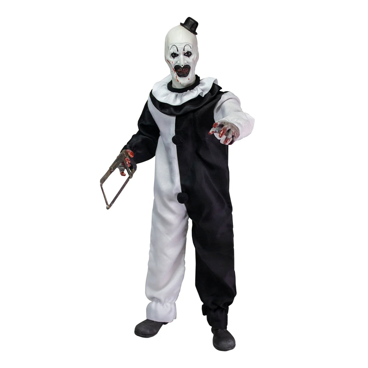 Terrifier Art The Clown 1 6 Scale Figure Full Body Front Holding Chainsaw no Background