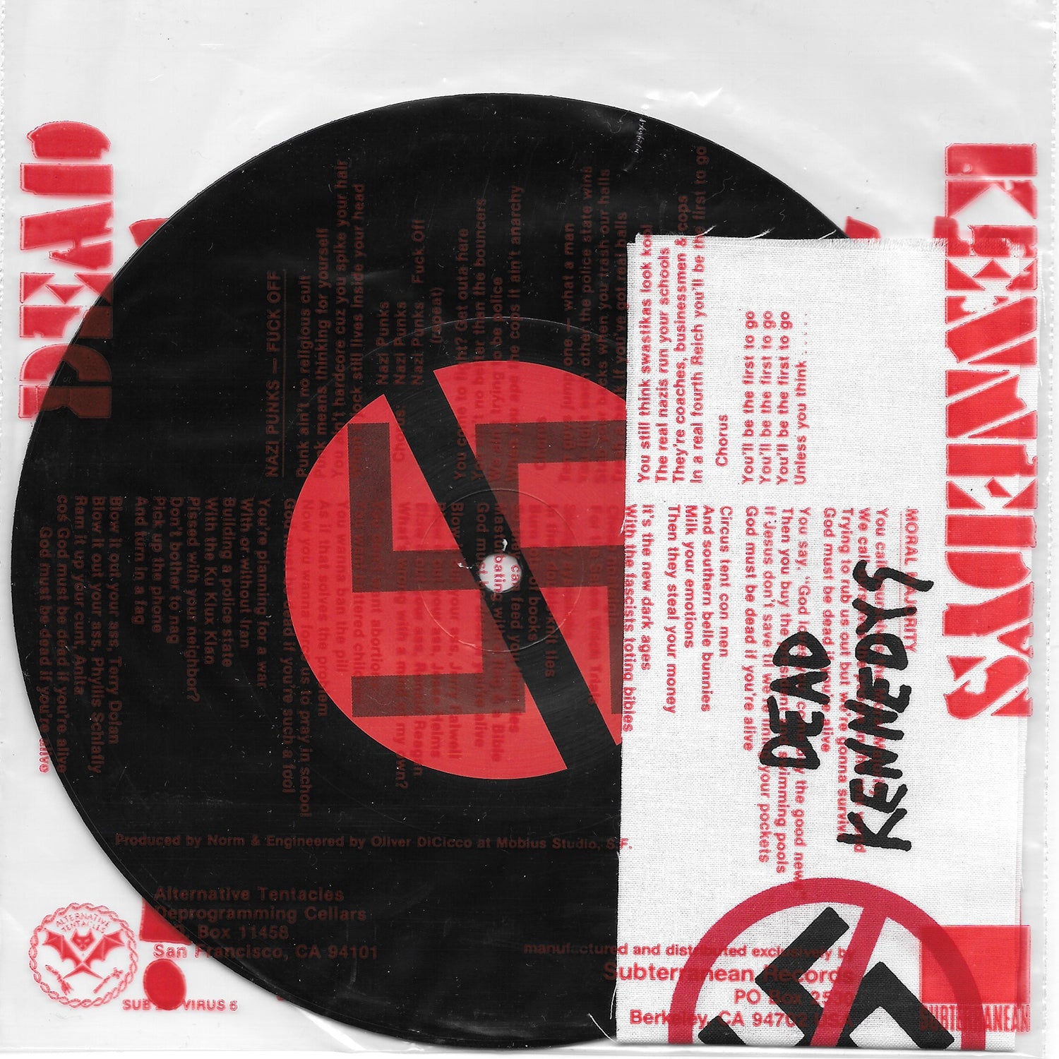 DEAD KENNEDYS 'NAZI PUNKS FUCK OFF! / MORAL MAJORITY' 7" SINGLE + ARMBAND